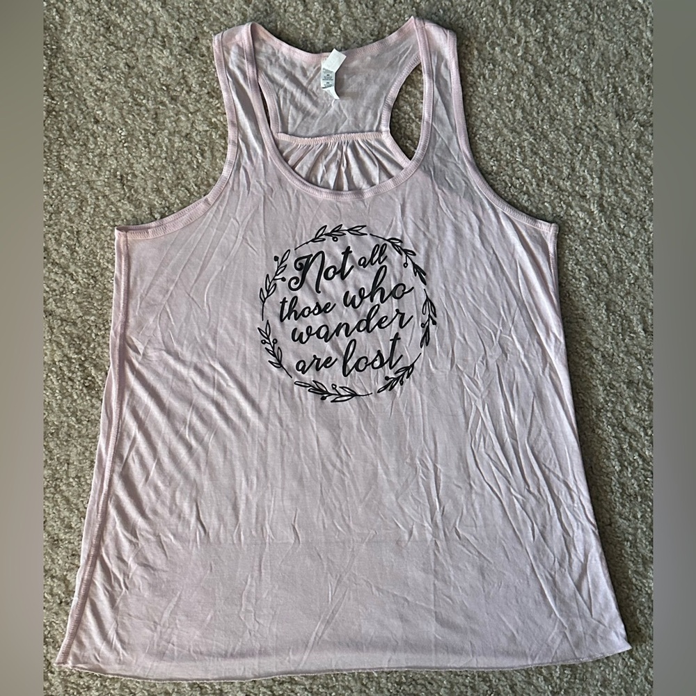 Bella Canvas 2XL Pink Racerback Graphic Tank Top Wanderlust Travel Boho